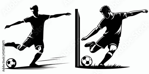 Football Player Taking Corners silhouette, he bends it like Beckham, aiming for glory!
