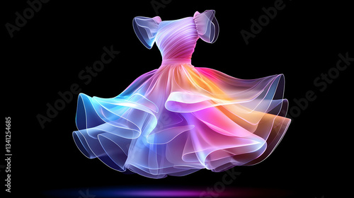 Floating Shimmering Dress of Energy: Abstract Pastel Rainbow Gown