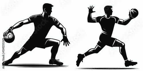 Handball player pose action Goalkeeping silhouette anticipates the shot, a graphic depicting agility saving the play.