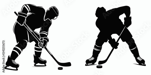 Hockey player body checking silhouette, feel the ice smash during the forceful defensive play.