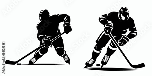 Hockey player skating silhouette glides effortlessly, leaving a fleeting shadow on the glistening ice rink surface.