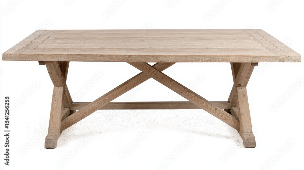 Rustic wooden table with cross leg design blend of farmhouse charm and modern simplicity Rustic wooden table with cross leg design blend of farmhouse charm and modern simplicity