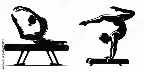 Sport Artistic Gymnastics Mounts silhouette shows explosive power translated into delicate balance.