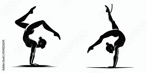 Sport Artistic Gymnastics Pikes silhouette captures strength; see the athletic form in elegant, balanced poses.