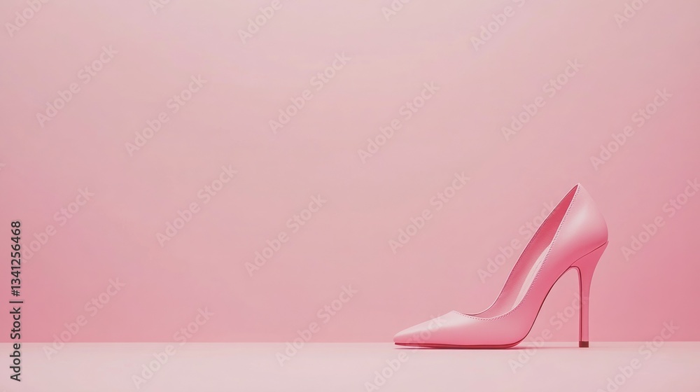 Pink high-heeled shoe on pink background. Pink high-heeled shoe on pink background.