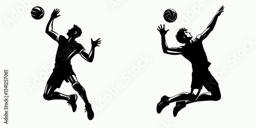 Volleyball player pose action jump serves shadow, spike dreams high as the athlete flies.