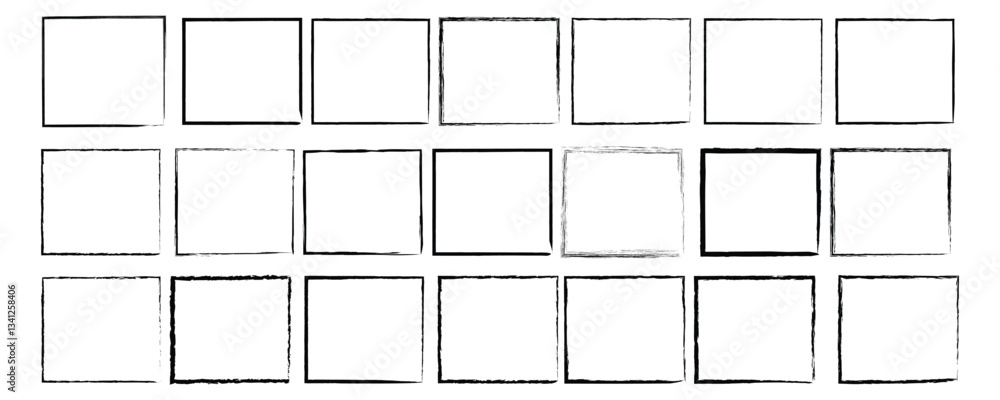 collection of square frames with textured, hand-drawn brush strokes vector isolated on white background collection of square frames with textured, hand-drawn brush strokes vector isolated on white background