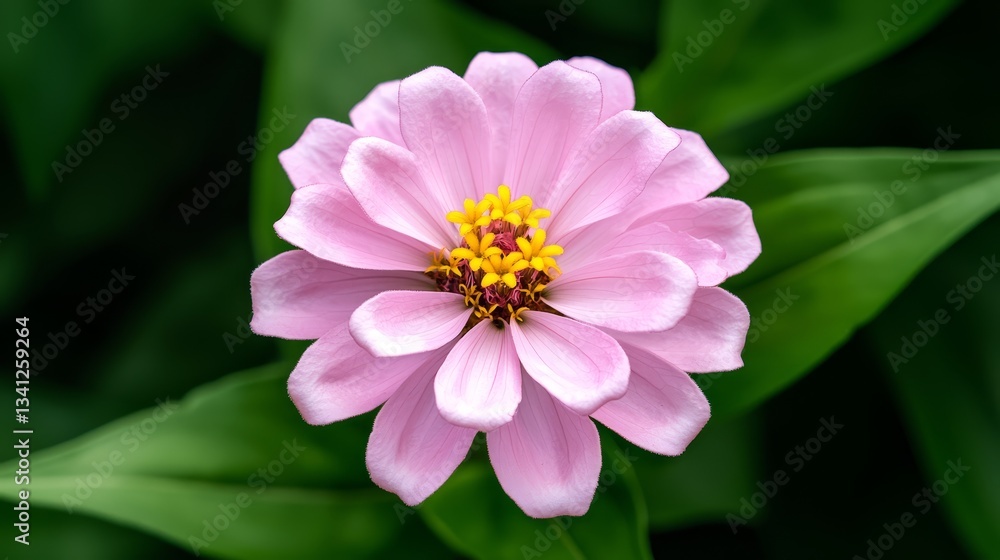 Obraz premium Closeup of vibrant pink flower with sunny yellow center in full bloom vivid