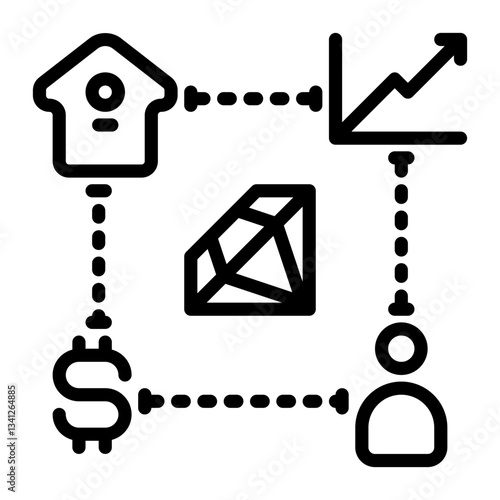 Net worth icon, line icon style