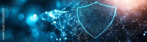 Digital shield, cybersecurity concept