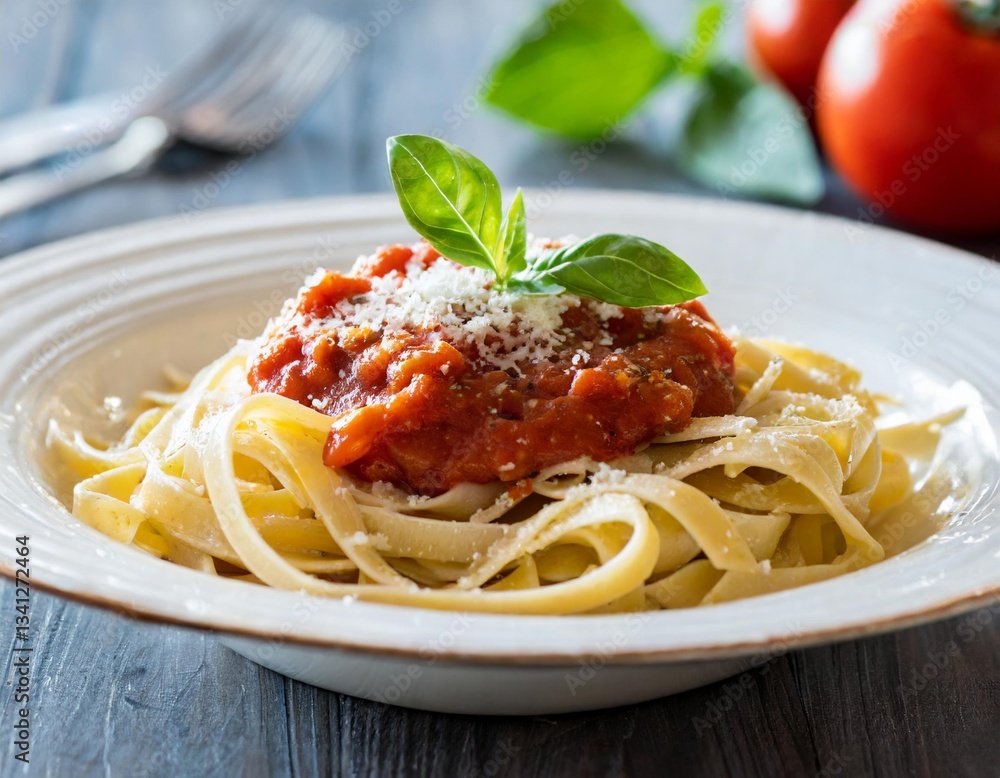 Artisan Handcrafted Pasta with Tomato Basil Sauce and Parmesan Artisan Handcrafted Pasta with Tomato Basil Sauce and Parmesan