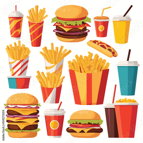 fastfood, fast, snack, food, meal, background, delicious, dinner, lunch, fat, american, unhealthy, burger, menu, restaurant, junk, isolated, meat, tasty, cheeseburger, set, hamburger, sandwich, cuisin