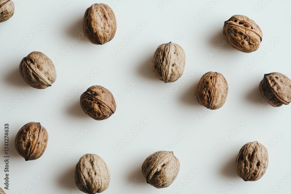 Scattered walnuts on white background Scattered walnuts on white background