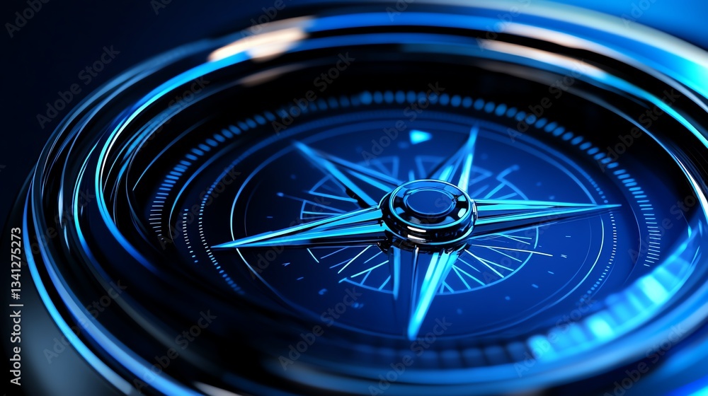 Futuristic blue compass background with sleek metallic edges, glowing directional arrows, and a hightech digital aesthetic in vibrant blue hues Futuristic blue compass background with sleek metallic edges, glowing directional arrows, and a hightech digital aesthetic in vibrant blue hues
