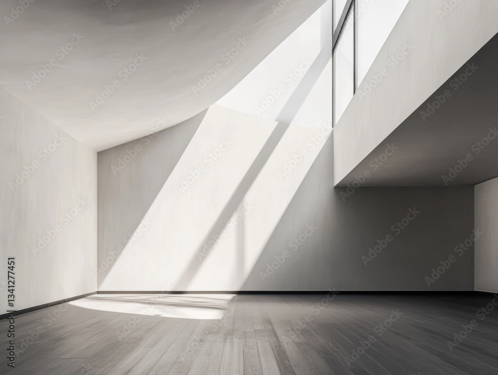 Obraz premium A large room with a white ceiling and white walls. There is a window in the room
