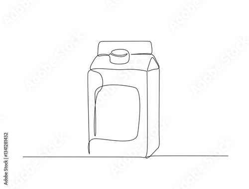 Continuous line art drawing of milk carton box or juice box. Milk and juice pack box in one line drawing illustration. Editable stroke.