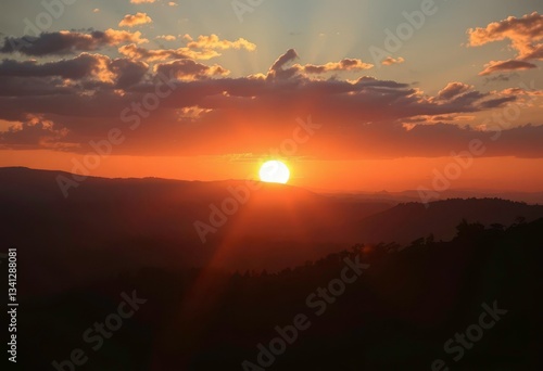 Wallpaper Mural Golden sunrise over tranquil landscape, symbolizing enlightenment,  guidance, light Torontodigital.ca