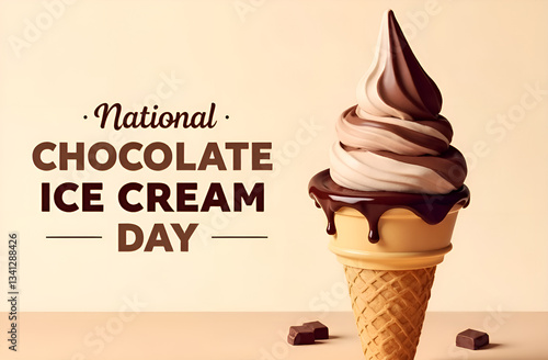 National Chocolate Ice Cream Day design template. Chocolate ice cream design. Chocolate illustration.