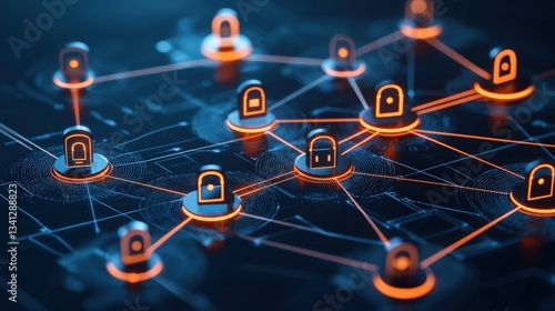 An abstract representation of cybersecurity through glowing lines and secure symbols