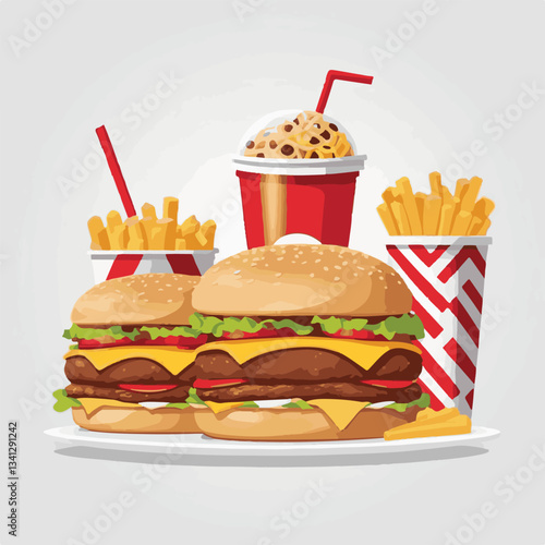 fastfood, fast, snack, food, meal, delicious, background, lunch, dinner, fat, american, burger, unhealthy, restaurant, meat, isolated, junk, menu, cheeseburger, tasty, set, hamburger, sandwich, cuisin