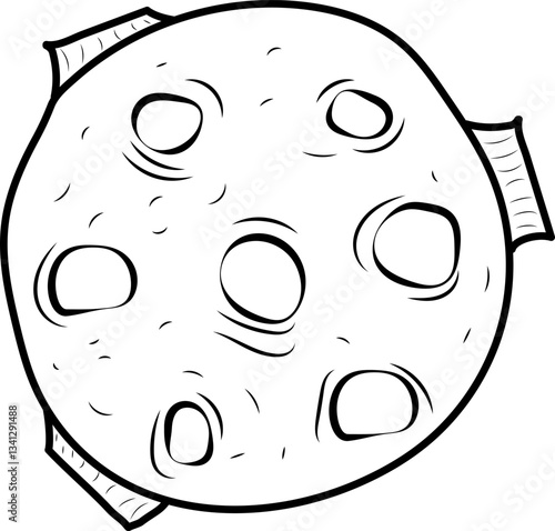 Vector image of meteorite, moon or planet satellite in black and white