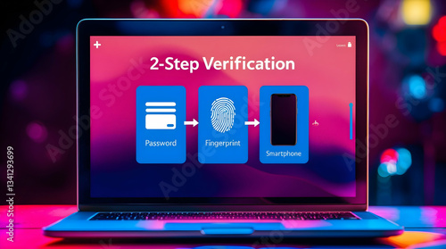 Laptop screen displaying 2-Step Verification process.