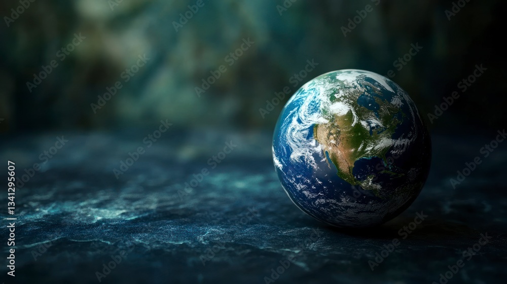 Depicting Planet Earth on Dark Surface Concept for Global Themes Depicting Planet Earth on Dark Surface Concept for Global Themes