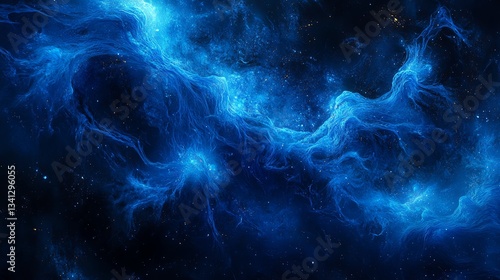 An abstract artistic portrayal of neurons in a blue color palette