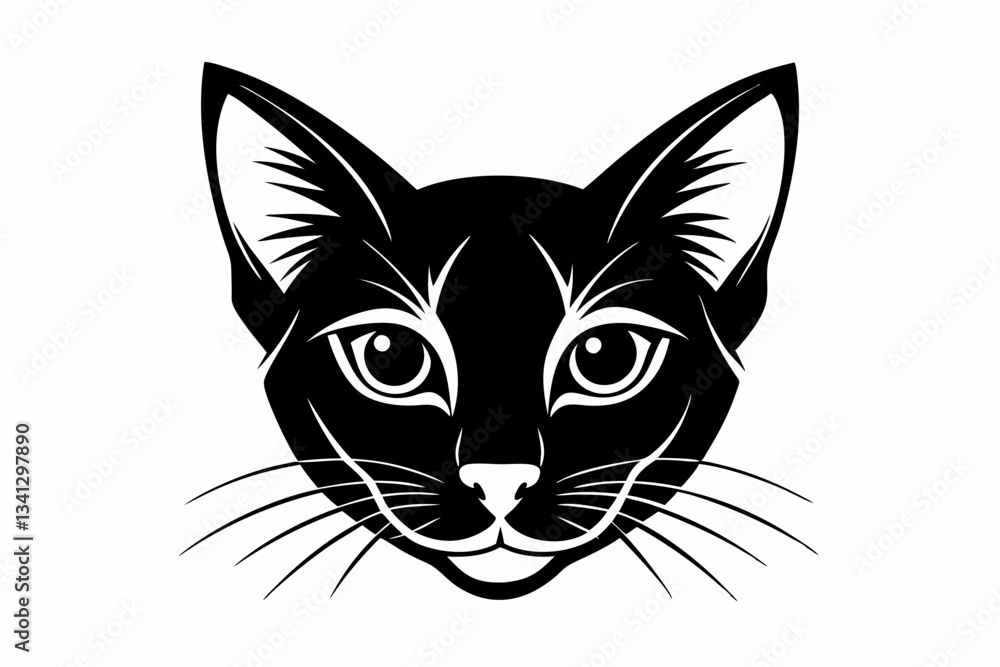 cat head line art silhouette vector illustration cat head line art silhouette vector illustration
