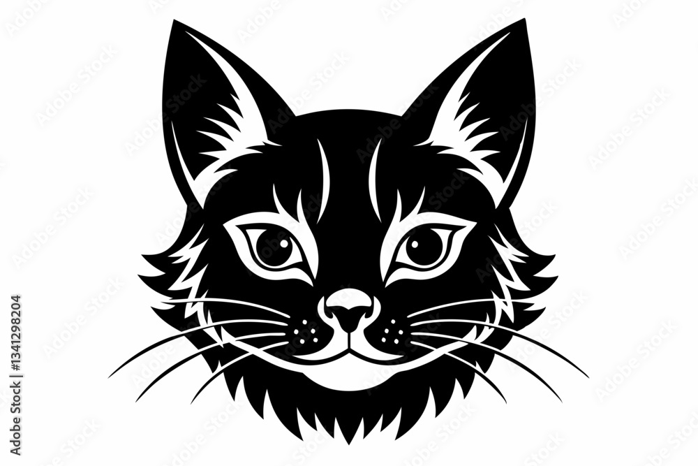cat head line art silhouette vector illustration cat head line art silhouette vector illustration