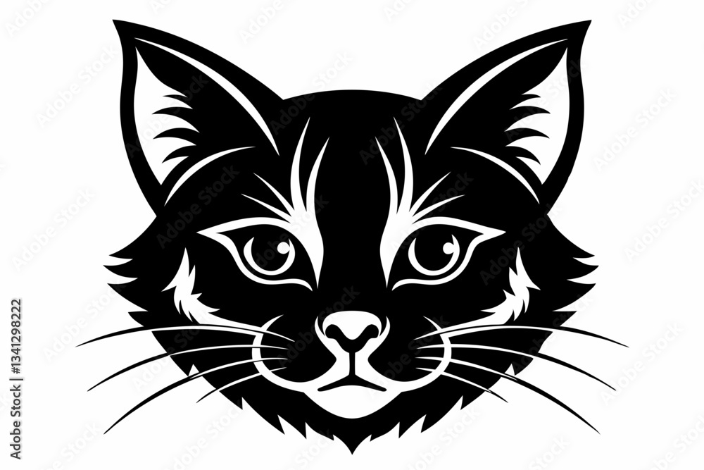 cat head line art silhouette vector illustration cat head line art silhouette vector illustration