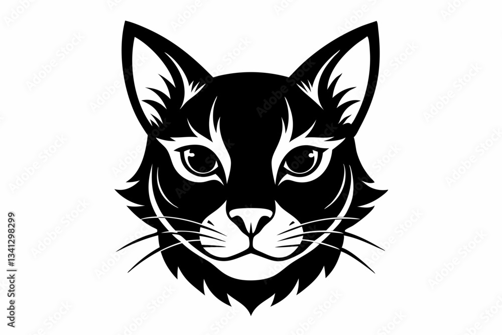 cat head line art silhouette vector illustration cat head line art silhouette vector illustration