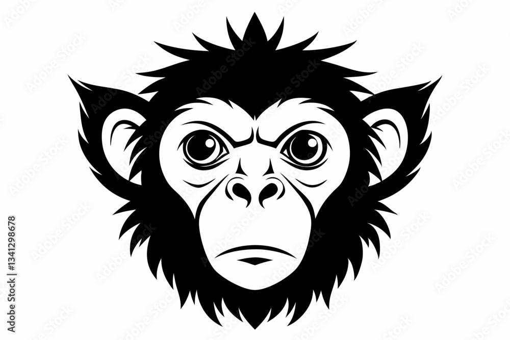 Obraz premium a monkey head line art silhouette vector illustration