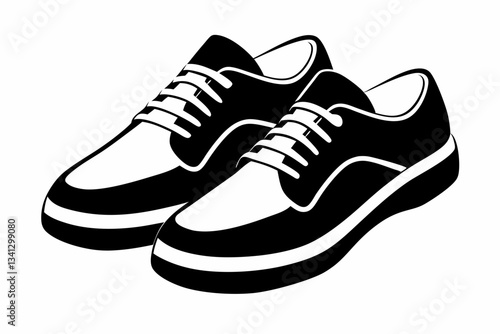 a pair of shoes line art silhouette vector illustration
