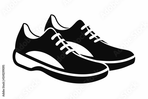 a pair of shoes line art silhouette vector illustration