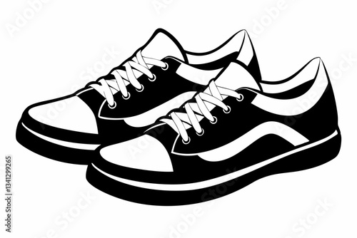 a pair of shoes line art silhouette vector illustration