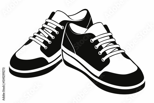 a pair of shoes line art silhouette vector illustration