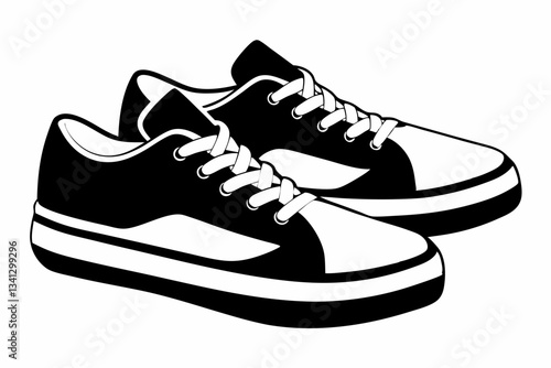 a pair of shoes line art silhouette vector illustration