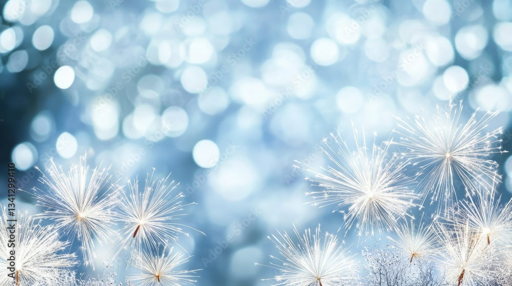 White dandelion seeds against a bokeh background. White dandelion seeds against a bokeh background.