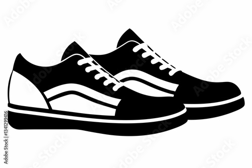 a pair of shoes line art silhouette vector illustration