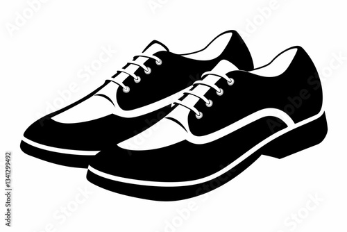 a pair of shoes line art silhouette vector illustration
