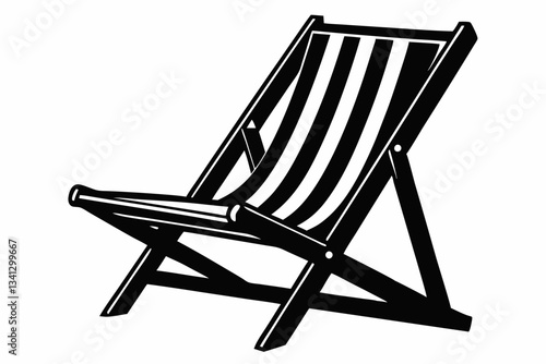 beach chair line art silhouette vector illustration