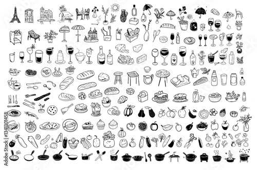 Pack d'icônes dessinées à la main - Cuisine française