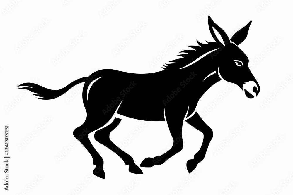 Fototapeta premium donkey running line art silhouette vector illustration