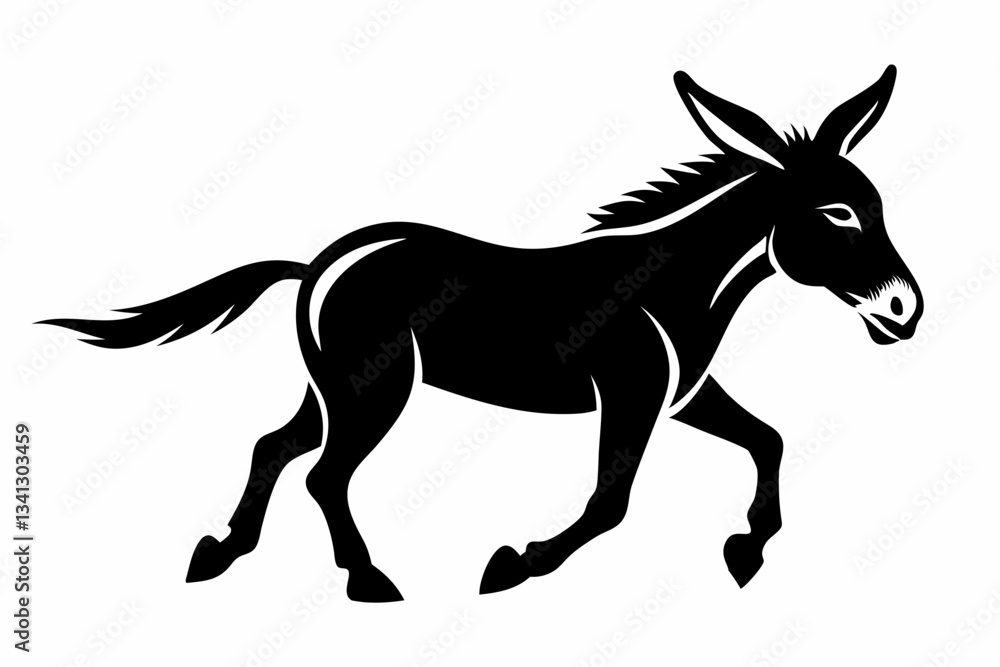 Fototapeta premium donkey running line art silhouette vector illustration