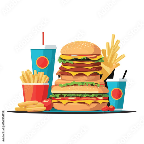 fastfood, fast, snack, food, meal, delicious, background, lunch, dinner, fat, american, burger, unhealthy, restaurant, meat, isolated, junk, menu, cheeseburger, tasty, set, hamburger, sandwich, cuisin