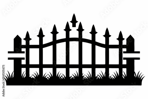 fence line art silhouette vector illustration