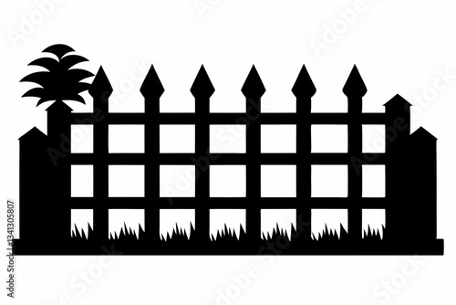 fence line art silhouette vector illustration