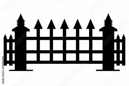fence line art silhouette vector illustration