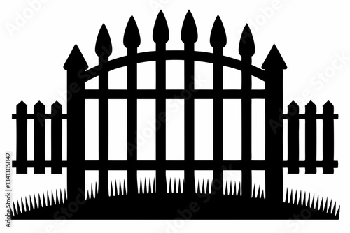 fence line art silhouette vector illustration